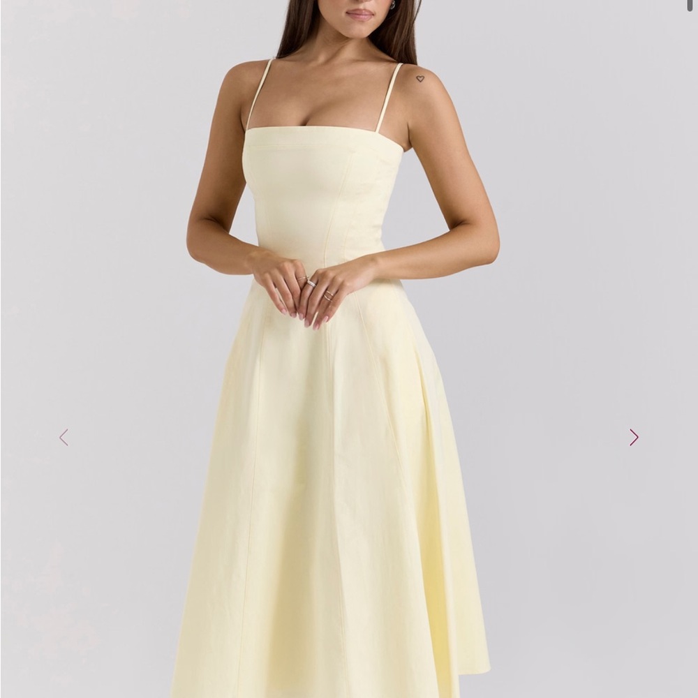DOLLY Lemon Stretch Cotton A-Line Midi Sundress